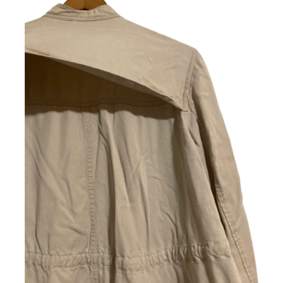 Beige Drawstring Draped Coat - Silence & Noise - Tan Cinched Jacket - Picture 5 of 9